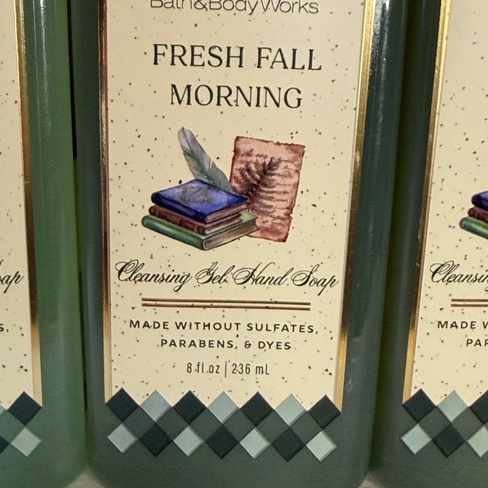X3 Bath & Body Works FRESH FALL MORNING Cleansing Gel Hand Soap 8oz HTF NEW Set - Picture 2 of 4